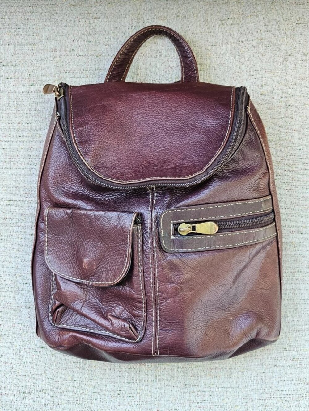 Le Donne Leather Collection Purse Backpack Bag Brown Genuine Leather Bag
